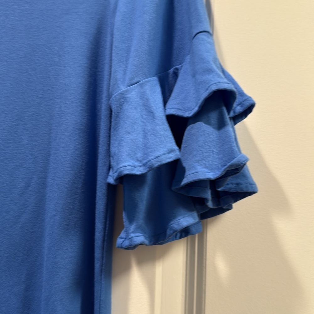 Blue Ruffle Sleeve Dress - Picture 2 of 4